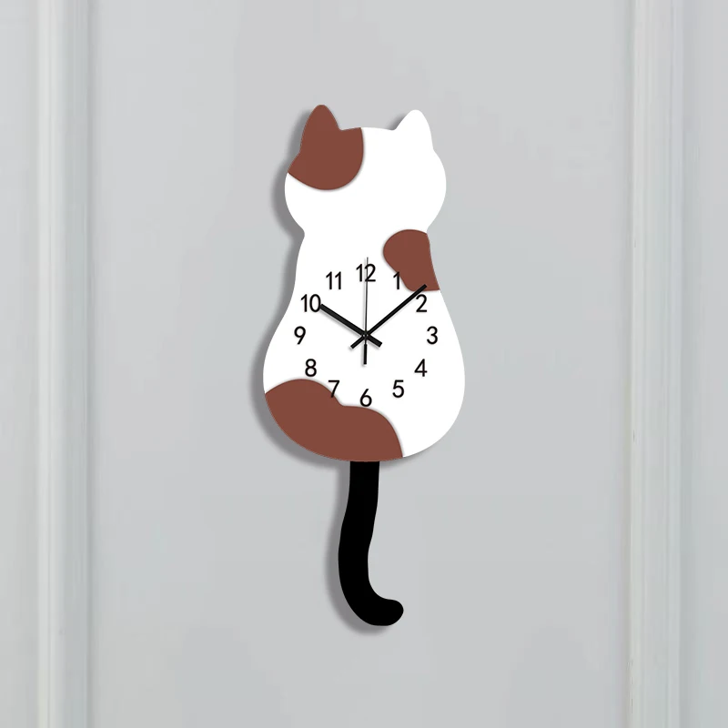 Swinging Cat Wall Clock with Swinging Function Silent Wall Clock Suitable for Living Room, Office, Coffee Shop