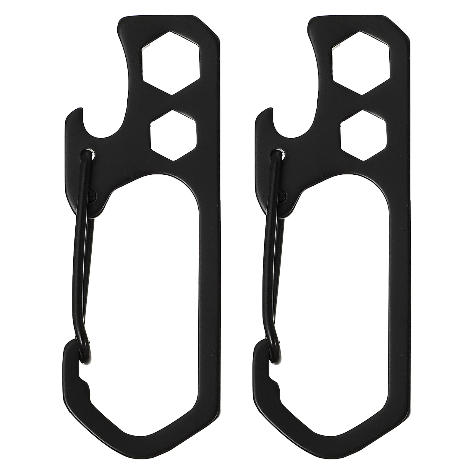 Carabiner Stainless Steel Hanging Buckles Key Chain Black Outdoor Camping Keychain