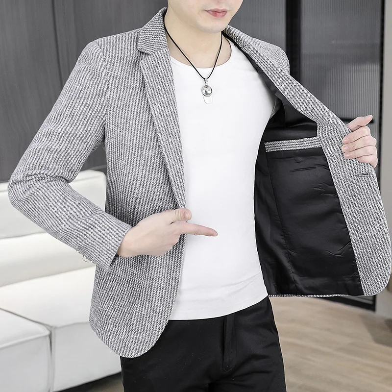 سترة رجالية عصرية غير رسمية للأعمال شهم في الهواء الطلق بلون سادة مأدبة متعددة الاستخدامات والتخسيس النسخة الكورية #2