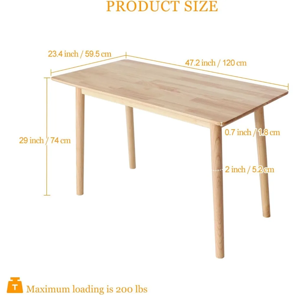 طاولة طعام من الخشب الصلب مستطيلة صغيرة حديثة من منتصف القرن لمساحات المطبخ المدمجة