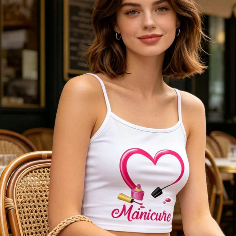 Summer Sexy Y2K Aesthetic Hot Girl Slim Sleeveless Camis Vintage Punk Crop Tops Casual Printed Sling Strap Graphics Streetwear