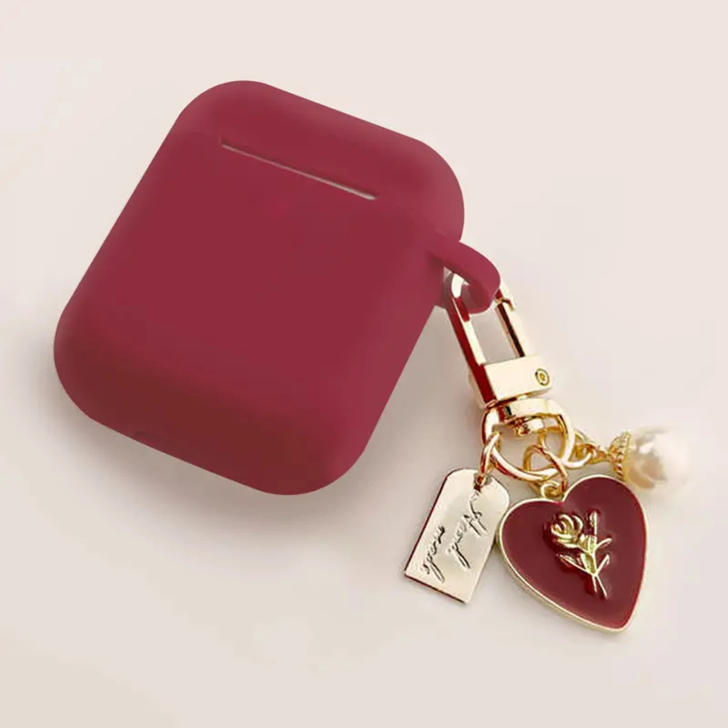 

Red Earphone Case With Red Love Keychain For AirPods 1/2/pro/3, Christmas Gift For Women/Kids/Children/Men/Adults