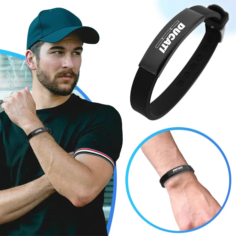 1pc ajustável pulseira de silicone à prova dwaterproof água moda pulseira de metal para ducati scrambler multistrada 950 1100 1260 esporte monstro