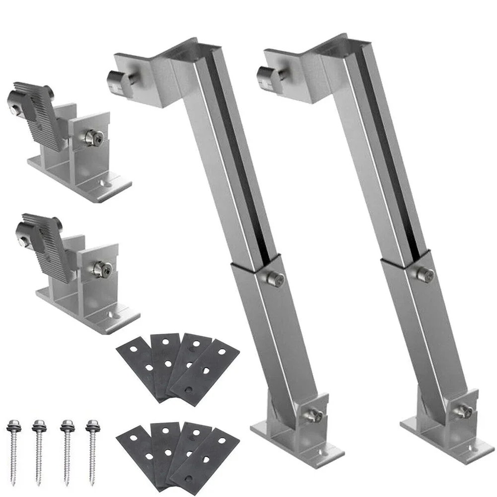 1 Pair Solar Panel Roof Bracket Mounting Stand 15-30° Adjustable Pv Fixings Aluminum Alloy AL6005-T5 Short And Long Supports
