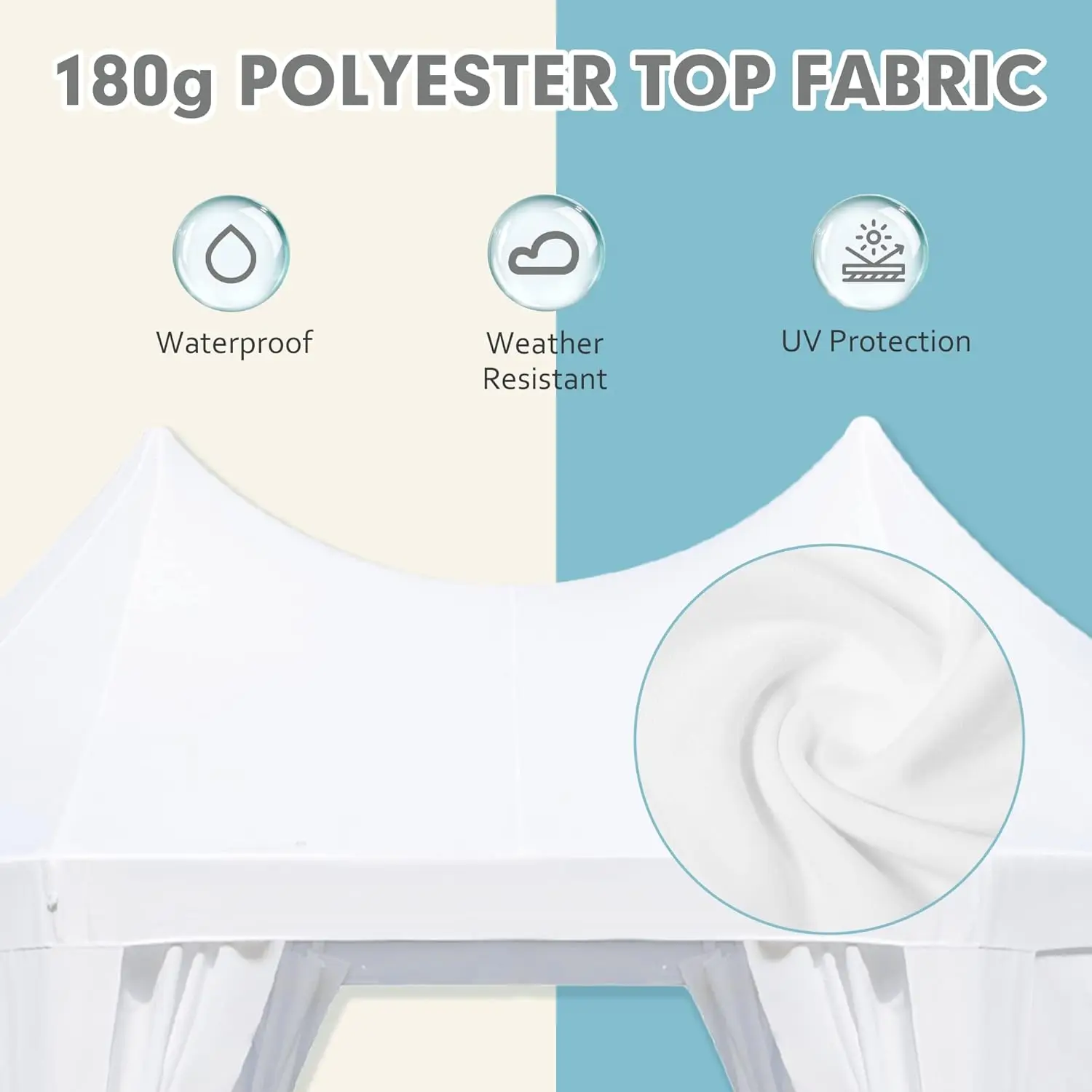 20x15ft Party Tent, White Wedding, Octagonal Heavy Duty Canopy with 6 Removable Sidewalls,6 Church Windows and 2 Pull-Back Doors