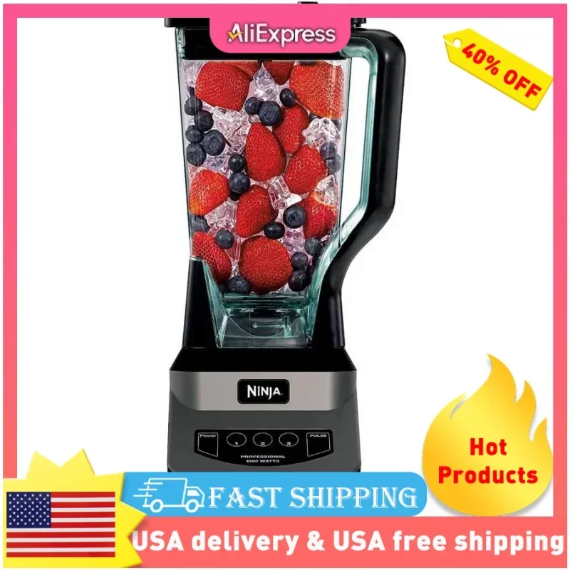 QWNinja NJ601AMZ Professional Blender with 1000-Watt Motor & 72 oz Dishwasher-Safe Crushing Pitcher for Smoothies,Shakes