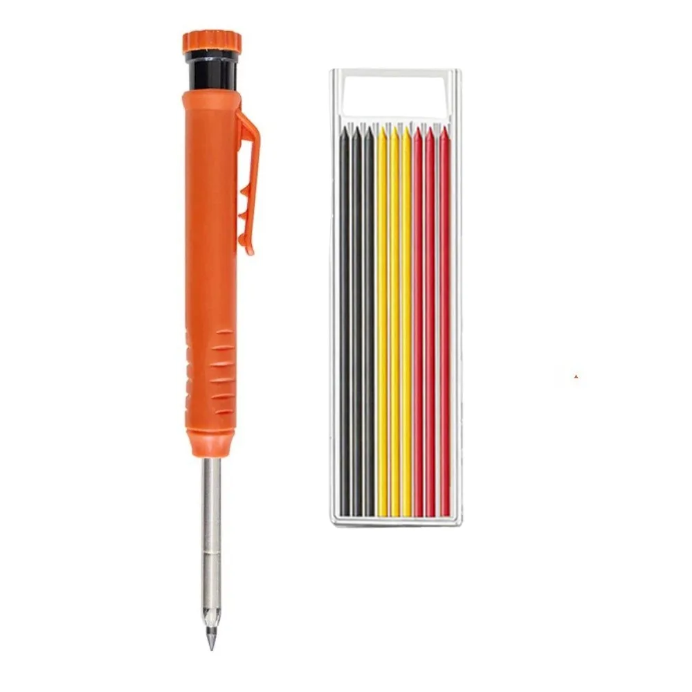 

Набор из 10 прочных механических карандашей для плотников с длинным стержнем и 9 сменными грифелями, инструмент для разметки по дереву, длинная головка