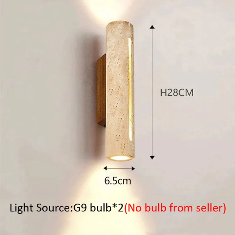 الجوز اللون الأصفر الترافرتين الجدار الخفيفة وابي سابي الطعام غرفة نوم السرير حتى أسفل توهج المحيطة LED الجدار الخفيفة