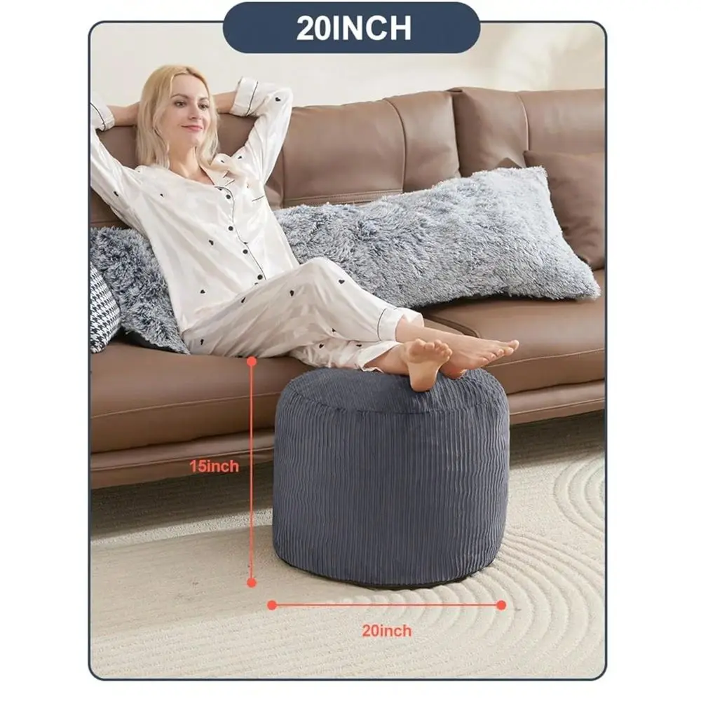 Puf Otomano para Pies, 20x15 Pulgadas, Pequeños Pufs de Suelo con Relleno de Espuma, Reposapiés para Silla de Oficina, Sala de Estar, Gris Oscuro, Ex