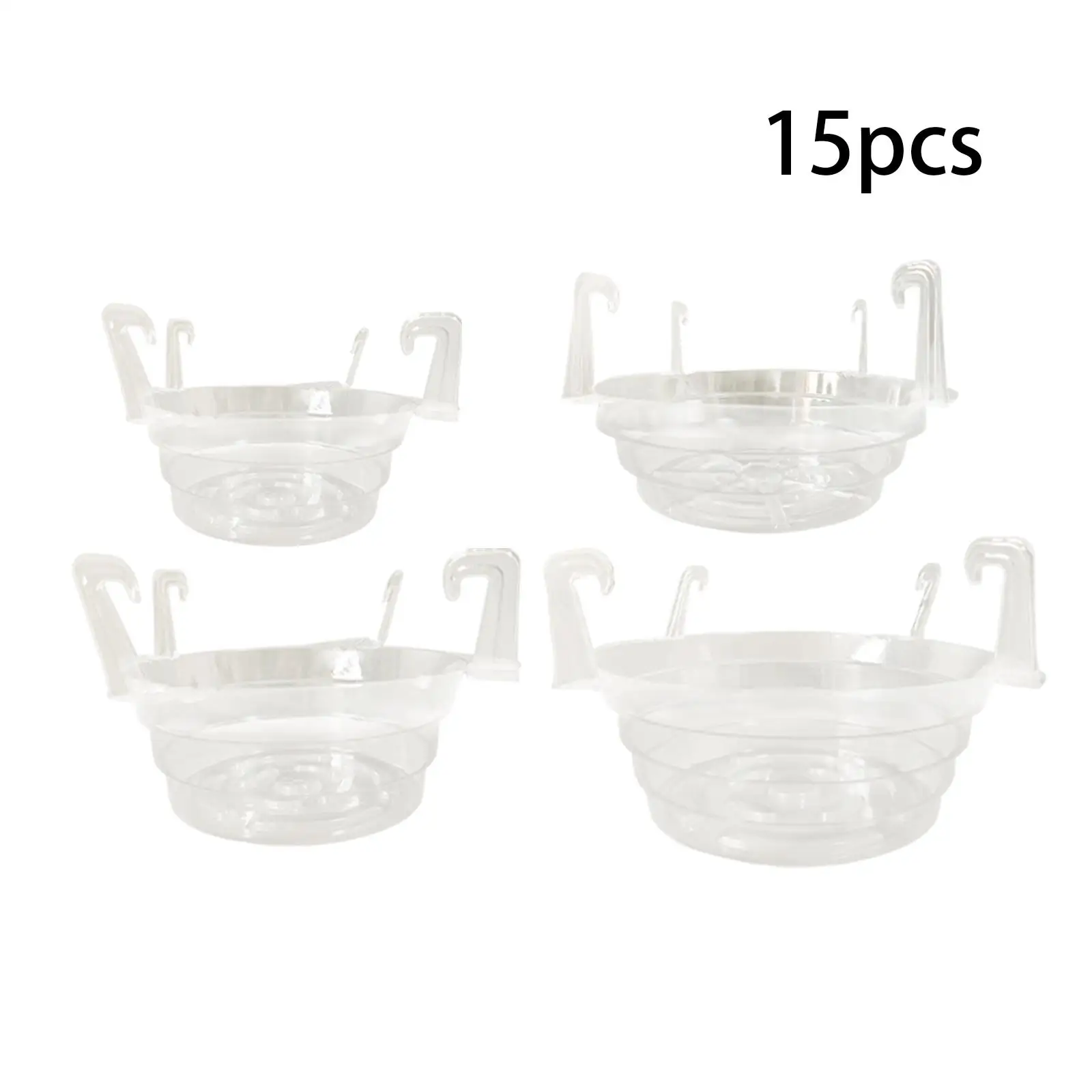 

15x Flower Pot Tray with Hook Clear Plant Saucers Gardening Windowsill Plants Trays Hanging Plant Drip Trays
