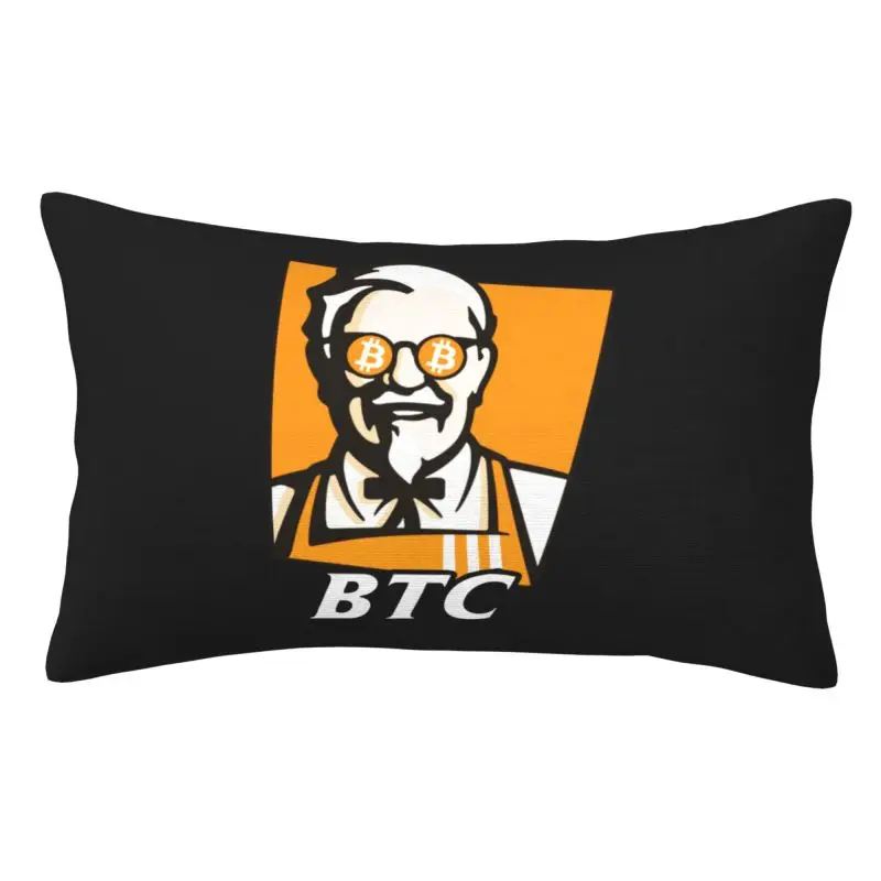 Custom Bitcoiny Cushion Covers Soft BTC Original Recipe Cryptocurrency Crypto Blockchain Geek Pillow Case for Bed Sofa Rectangle