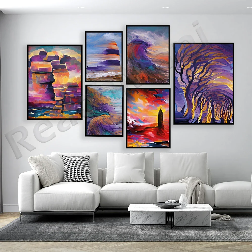 Northern Ireland, Antrim, Hook Head Lighthouse, Dark Hedges Abstract, Black Arches, Giants Causeway Abstract Art Poster