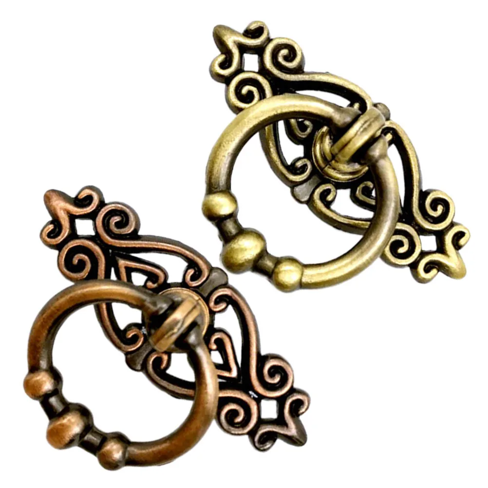 

2pcs Vintage Zinc Alloy Cabinet Pull Handle Drawer Knob Grip For Home Bathroom Office Furniture Hardware Pulls Knobs Ring