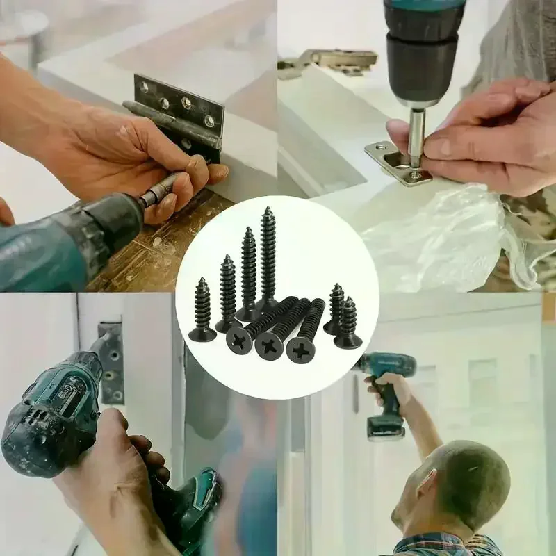 400/800PCS Set Screw M2 Black Self Tapping Assortment Kit Locking Screws And Wood Screws
