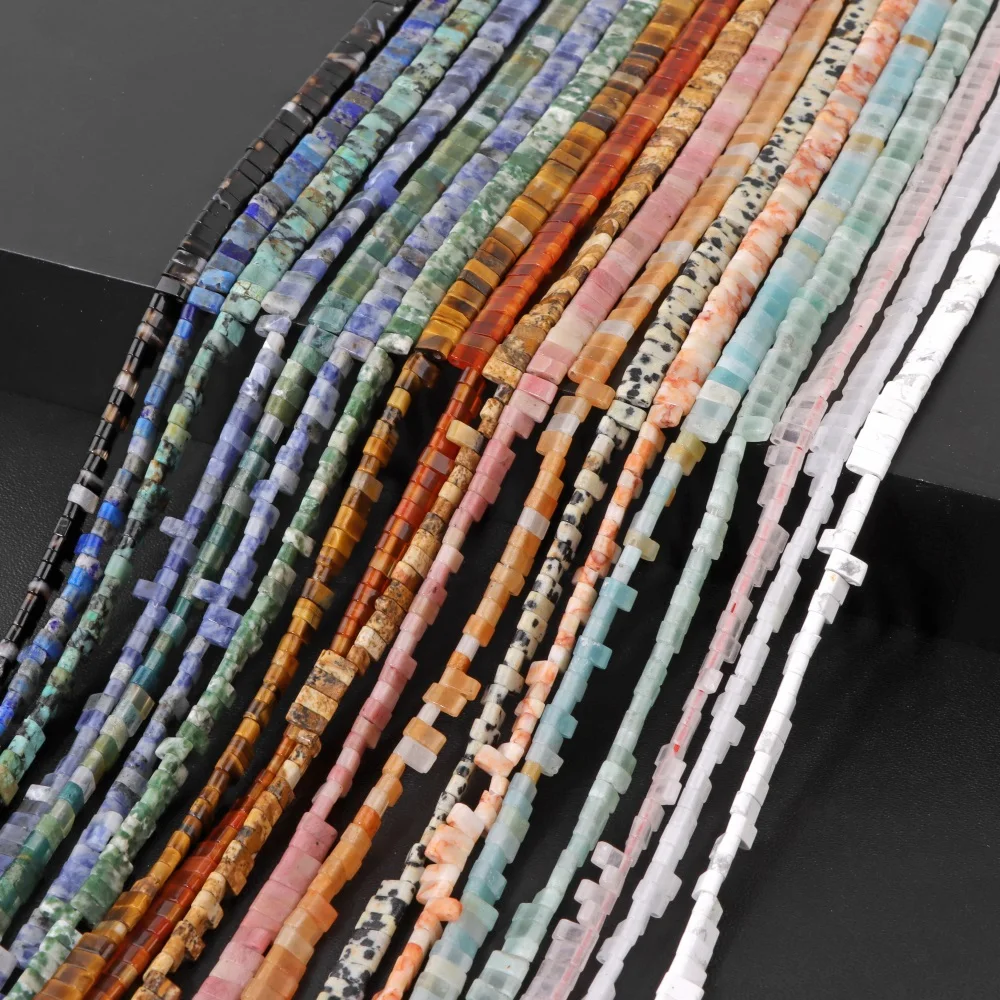 Квадратные бусины из натурального камня с 2 отверстиями, 2 Х5 мм