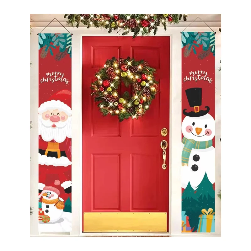 

Happy Christmas Couplets Hanging Decorative Wall in Front of porch Door Outdoor Welcome Banner