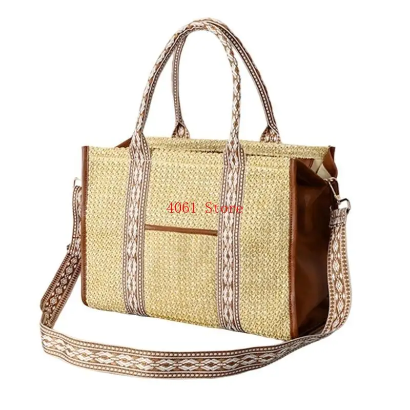 

Straw Handbag with Removable Strap Shoulder Bag for Relaxed Summer Adventures