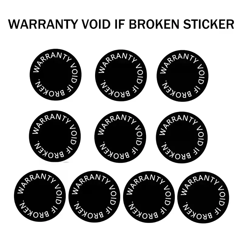 100PCS 10mm WARRANTY VOID IF BROKEN Screw Hole Tamper Evident Security Seal Removal Proof Brittle Paper Sticker Open Warning