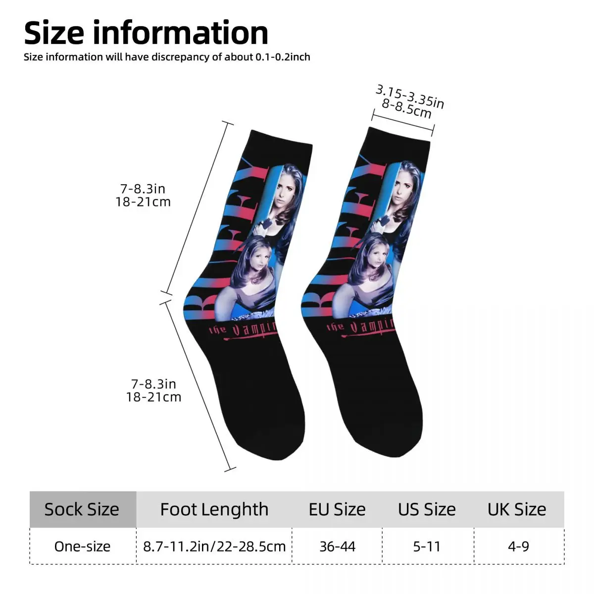 Calcetines divertidos para hombre, calcetín de la película "El vampiro Slayer", estilo Hip Hop, Harajuku, anime, estampado sin costuras