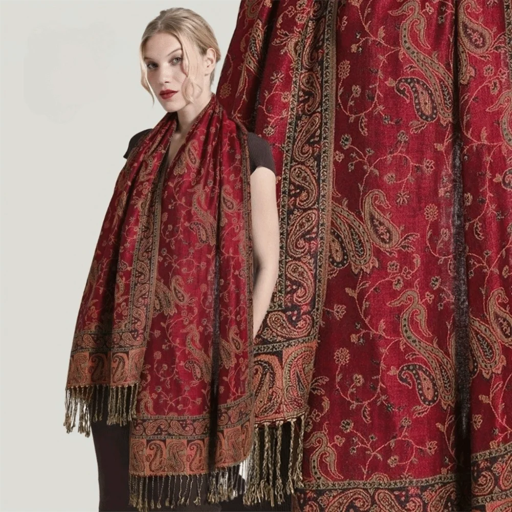 

Soft Tassels Paisley Shawl Ethnic Style Sun Protection Sunscreen Shawl Bohemia Printed Cashmere Scarf Beach