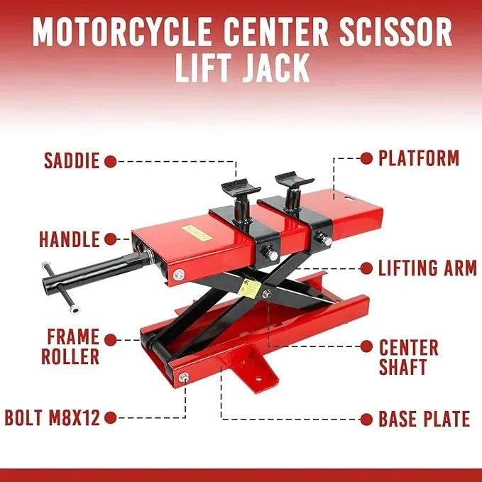 

Motorcycle Jack Lift Stand 1100 lbs Scissor Lift Jack ATV Motorcycle Dirt Bike Scooter Crank Stand Street Bikes