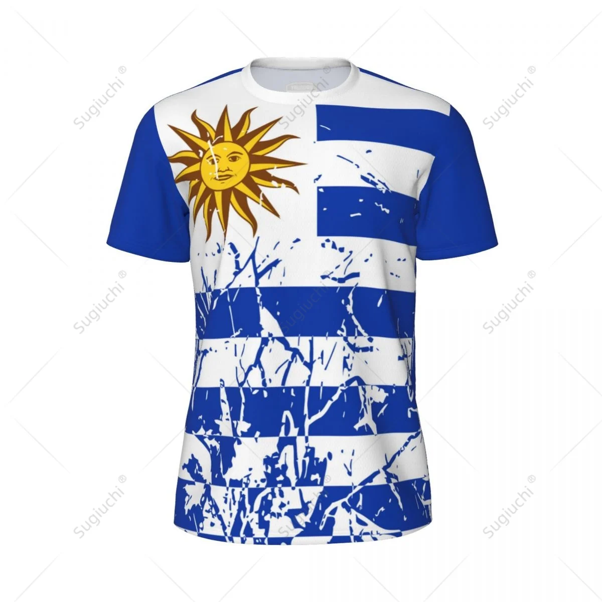 Exclusive design Uruguay Flag Grain 3D Printed Men For Running Bike Soccer Tennis Fitness Sports tshirt Mesh Fans Short T-shirt