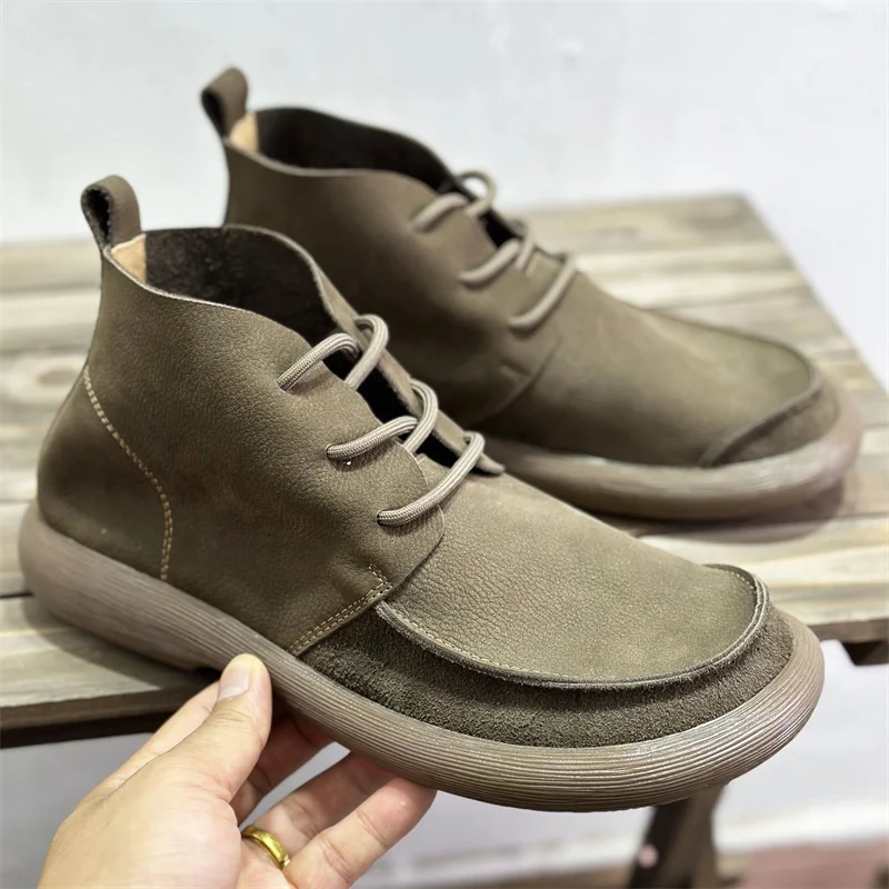 

Новинка 202. Мужские высокие ботинки в стиле ретро. Удобные дышащие повседневные кожаные ботинки.