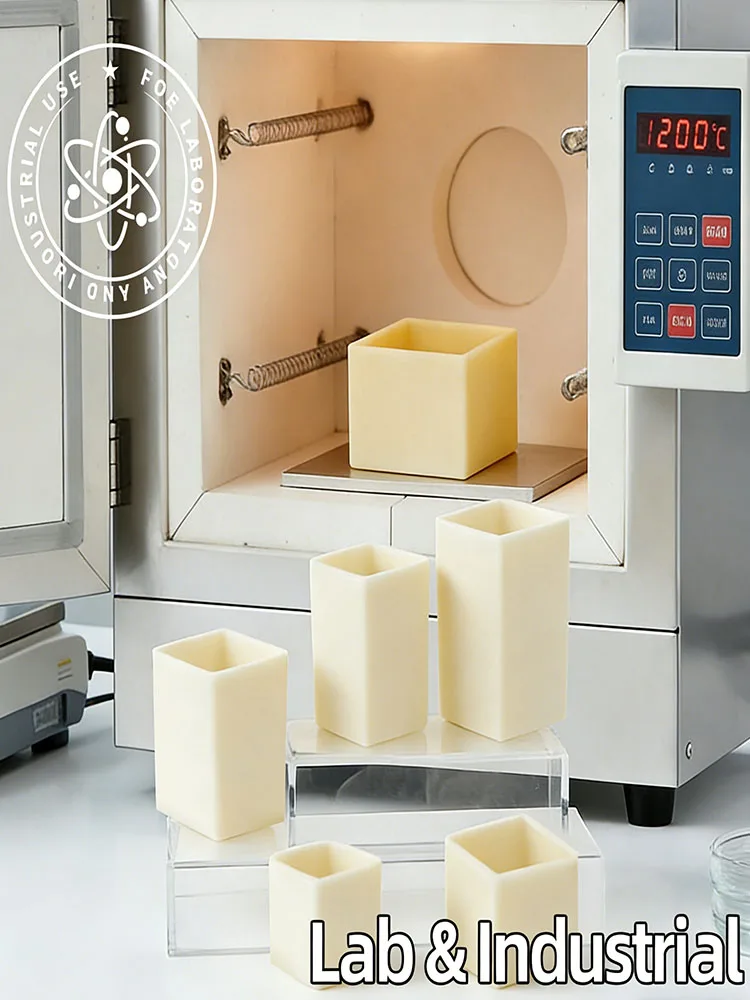99% wysokiej czystości, kwadratowy tygl z tlenku glinu, z wypukłą wewnętrzną pokrywką, długość boku ≤ 60 mm, laboratoryjny tygławiec z korundu do pieca mufrowego. — zdjęcie produktu 7
