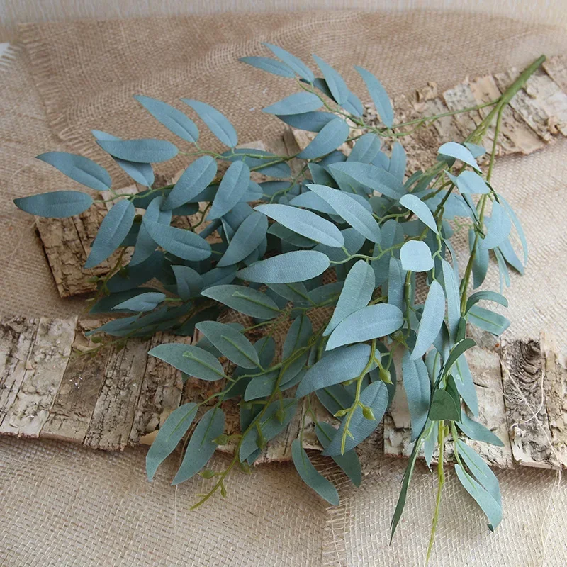 Künstlicher Weidenstrauß aus Seide, gefälschte grüne Blätter, Party, Hochzeit, Hintergrund, Dekoration, künstliches Laub, Ranke, DIY-Pflanzenkranz