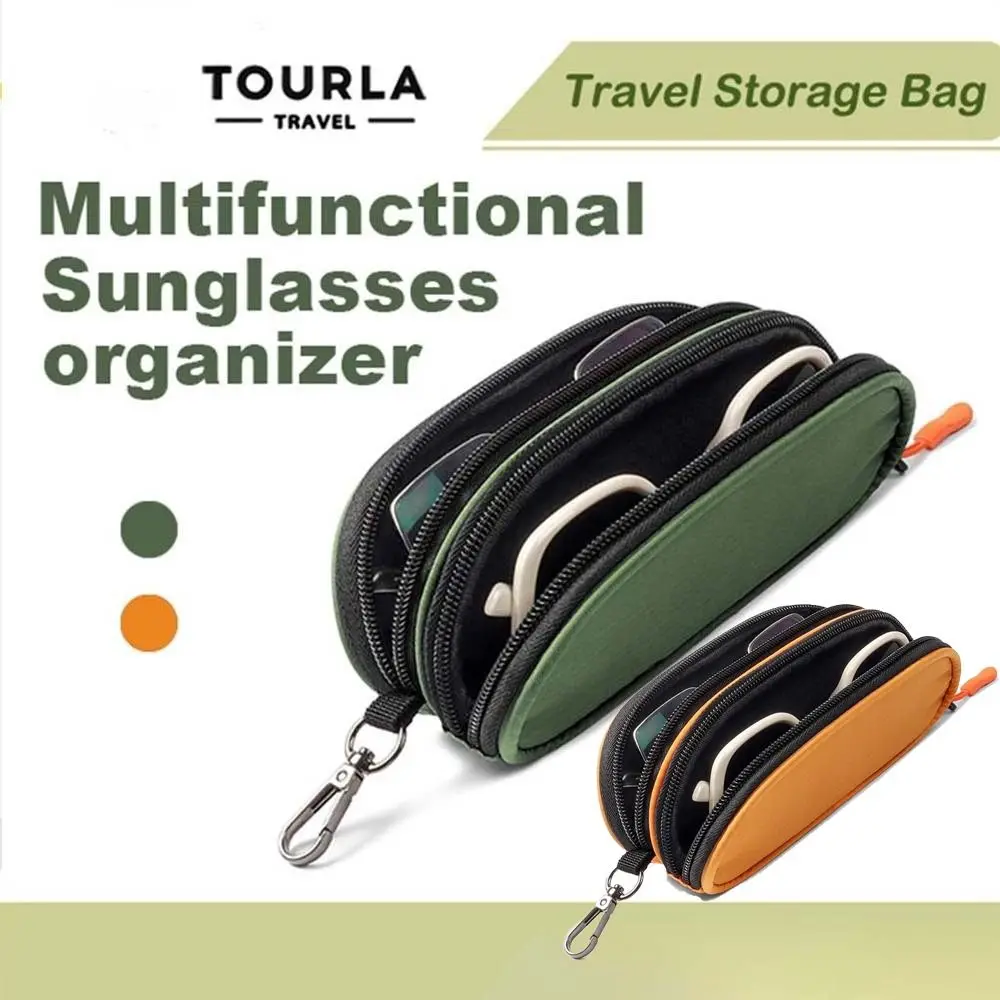 

Portable Double-layer Glasses Organizer Large Capacity with Key Ring Eyewear Storage Bag Anti-lost Anti-splash Water