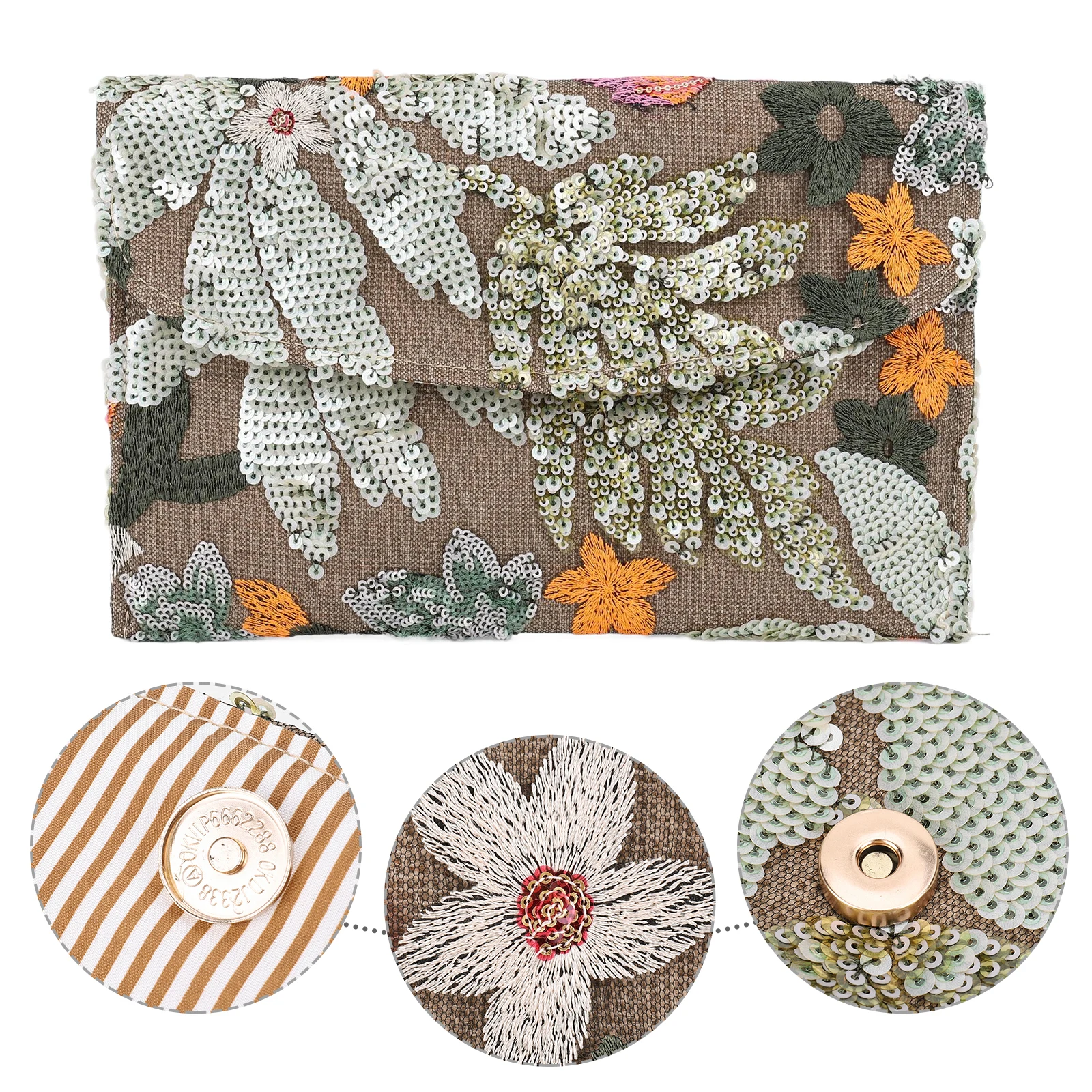 

Floral Embroidery Sequin Evening Clutch Bag Clutch Purse Beach Bag for Women Wedding Vacation Travel