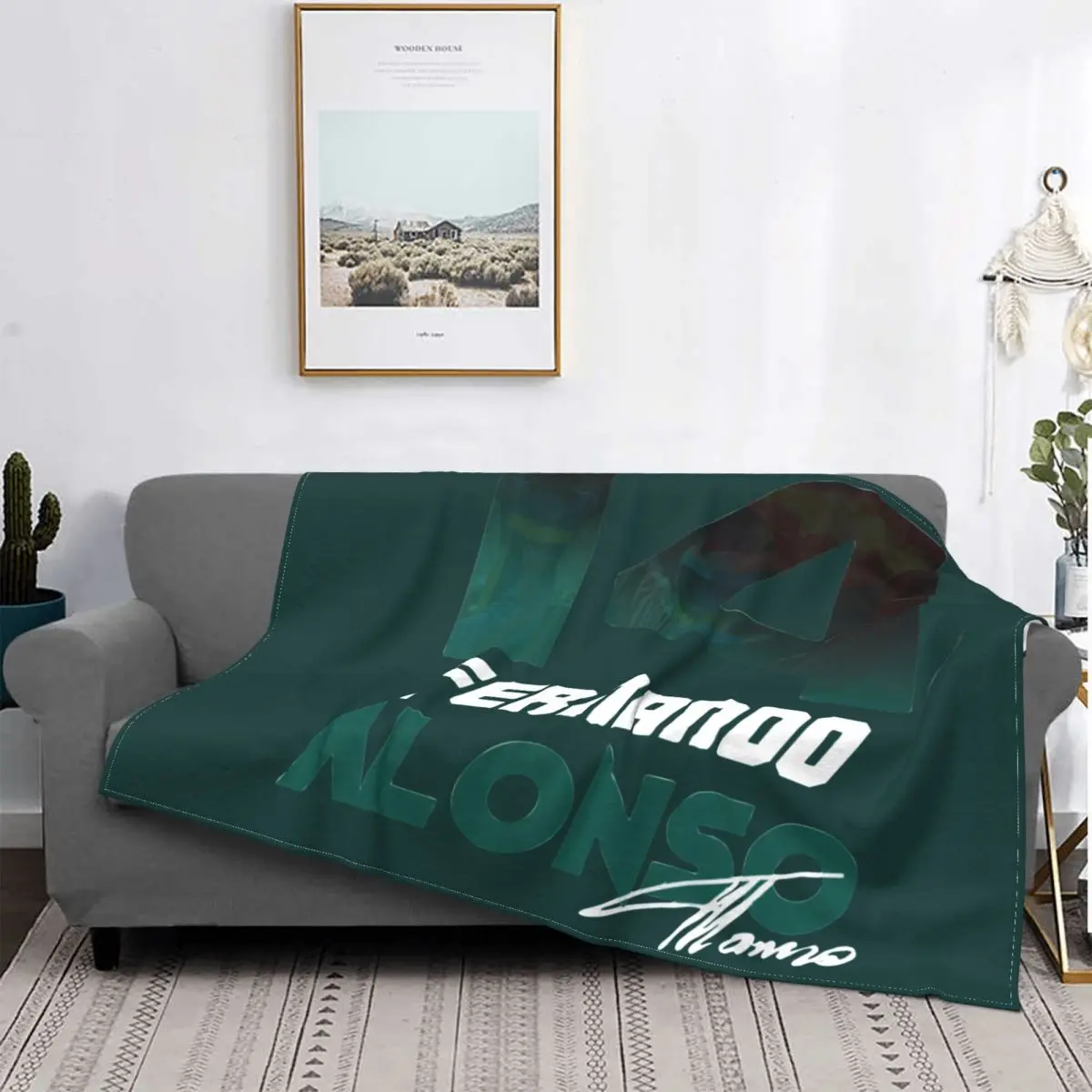 Aston Martin Fernando Alonso 14 Blanket Formula One Racing Fleece Flannel Cute Thin Throw Blankets For bed Plush Thin Quilt