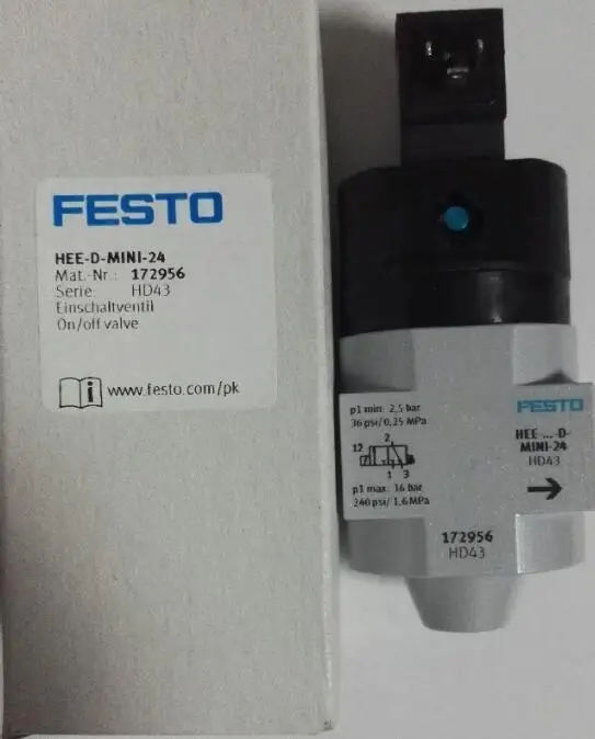 Festo Festo-Safety Start Valve, Fonte de gás, HE-3, 4-DMAX, 162812, Em estoque