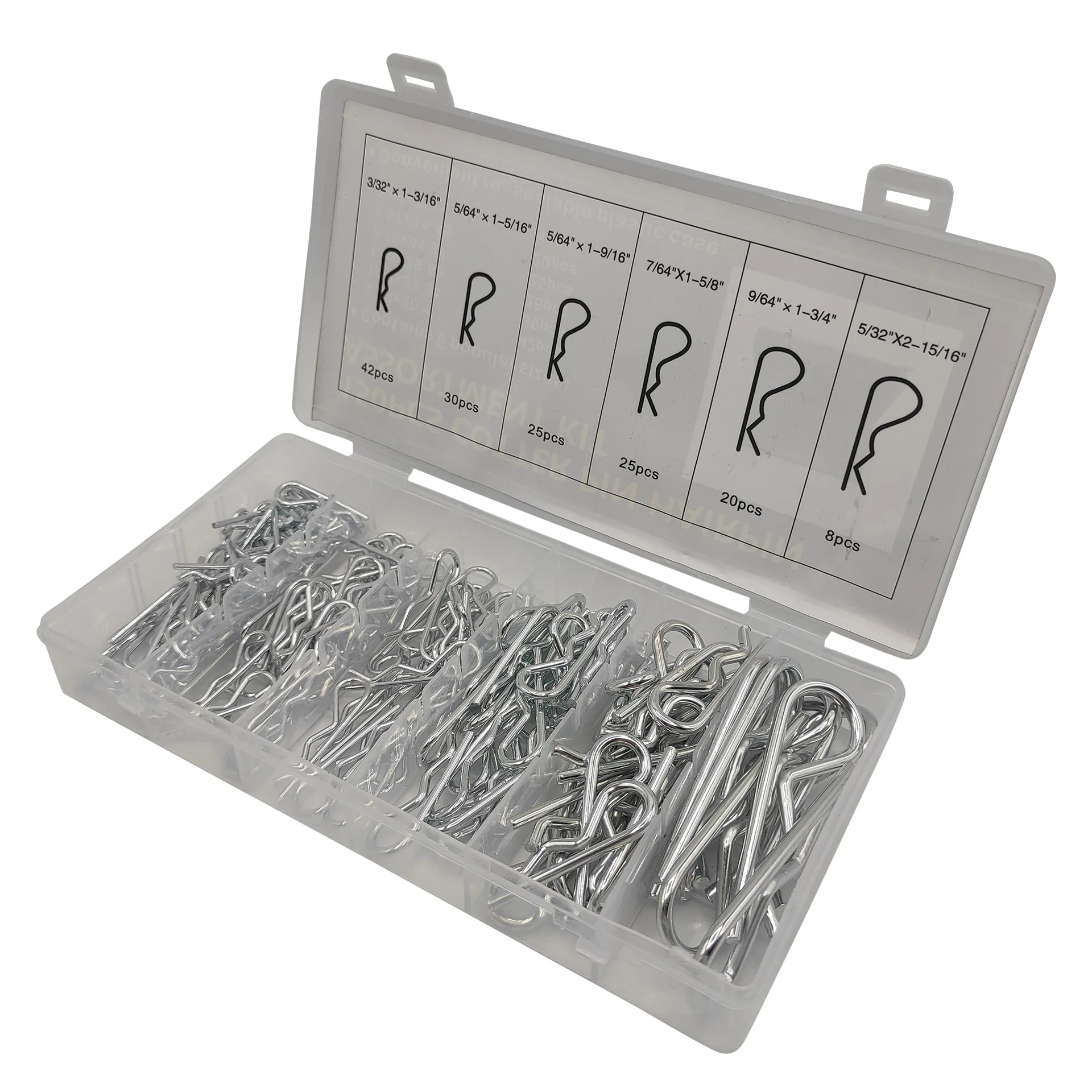 150PCS R Type Cotter Pin Assortment Kit 6 Sizes Metal Hairpin Clips Set With Storage Case For Machinery Hardware Fasteners