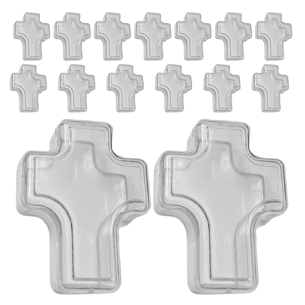 

15Pcs Clear Plastic Jewelry Boxes Cross Shape Organizer Protective Lid Earring Ring Storage Container Transparent Travel