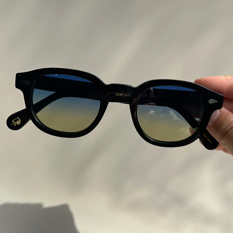 Черные ацетатные солнцезащитные очки 44/46/49 размера, мужские поляризационные очки Johnny Depp Lemtosh, женские элитные брендовые винтажные модные очки