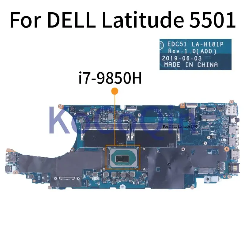 EDC51 LA-H181P For DELL Latitude 5501 Notebook Mainboard LA-H181P 0D9D89 05T36M CN-0GWDNC 0GWDNC GWDNC DDR4 Laptop Motherboard