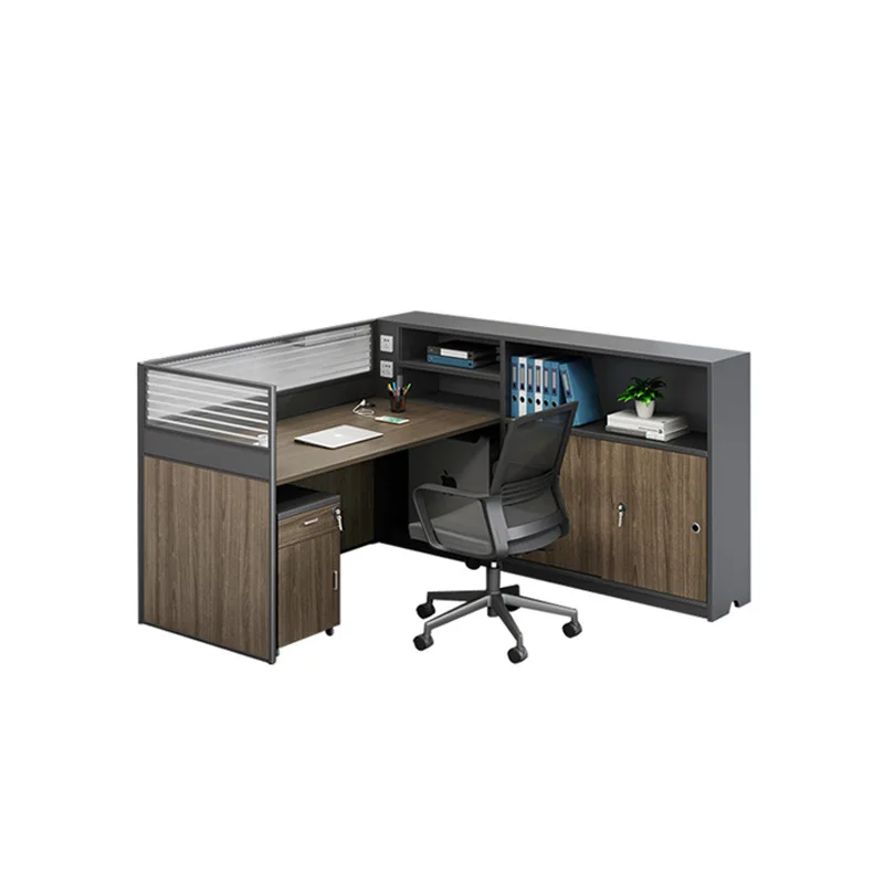 

Комплект офисной мебели: стол и стул, простой, утолщенный, с защитным экраном, для финансовых отделов