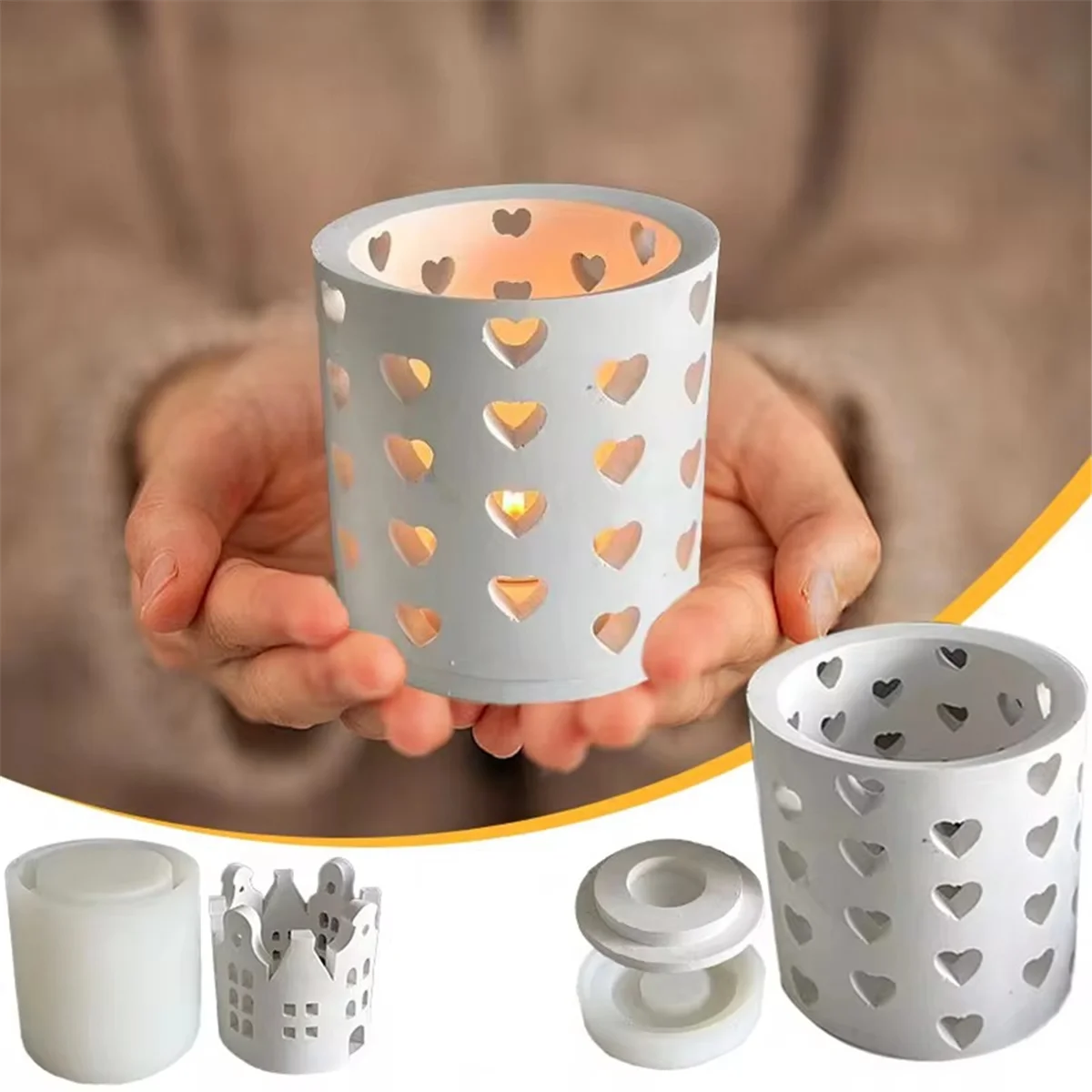 A71P الجبس هلام السيليكا قالب البيت الدائري قالب الشمعدان الحب الدائري الديكور قالب C