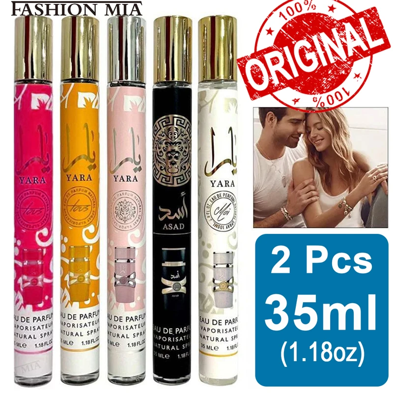 Perfumes Yara De 35ml, fragancia duradera De marca De lujo para hombres y mujeres, Perfume Floral en aerosol, Perfume portátil De Colonia, 2 uds.