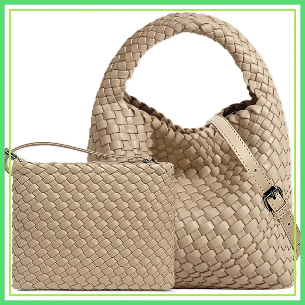 

Small Woven Hobo Bag for Women Cute Crossbody Shoulder Handbag Mini Clutch Purse Vegan Leather Handmade