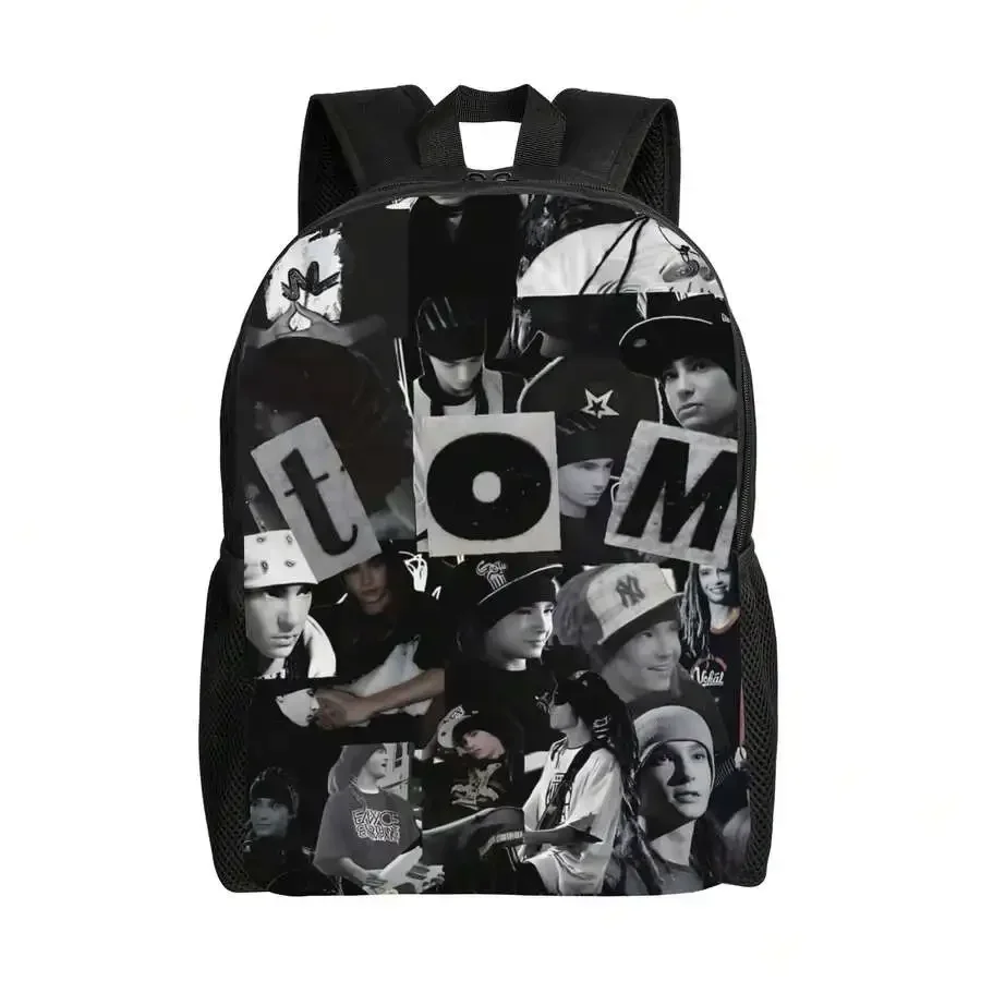 Custom Bag Tokyo Hotel Tom Cowley Backpack With Tom Logo And Band Pattern - Black And White Music Fan Gift, Single Layer School
