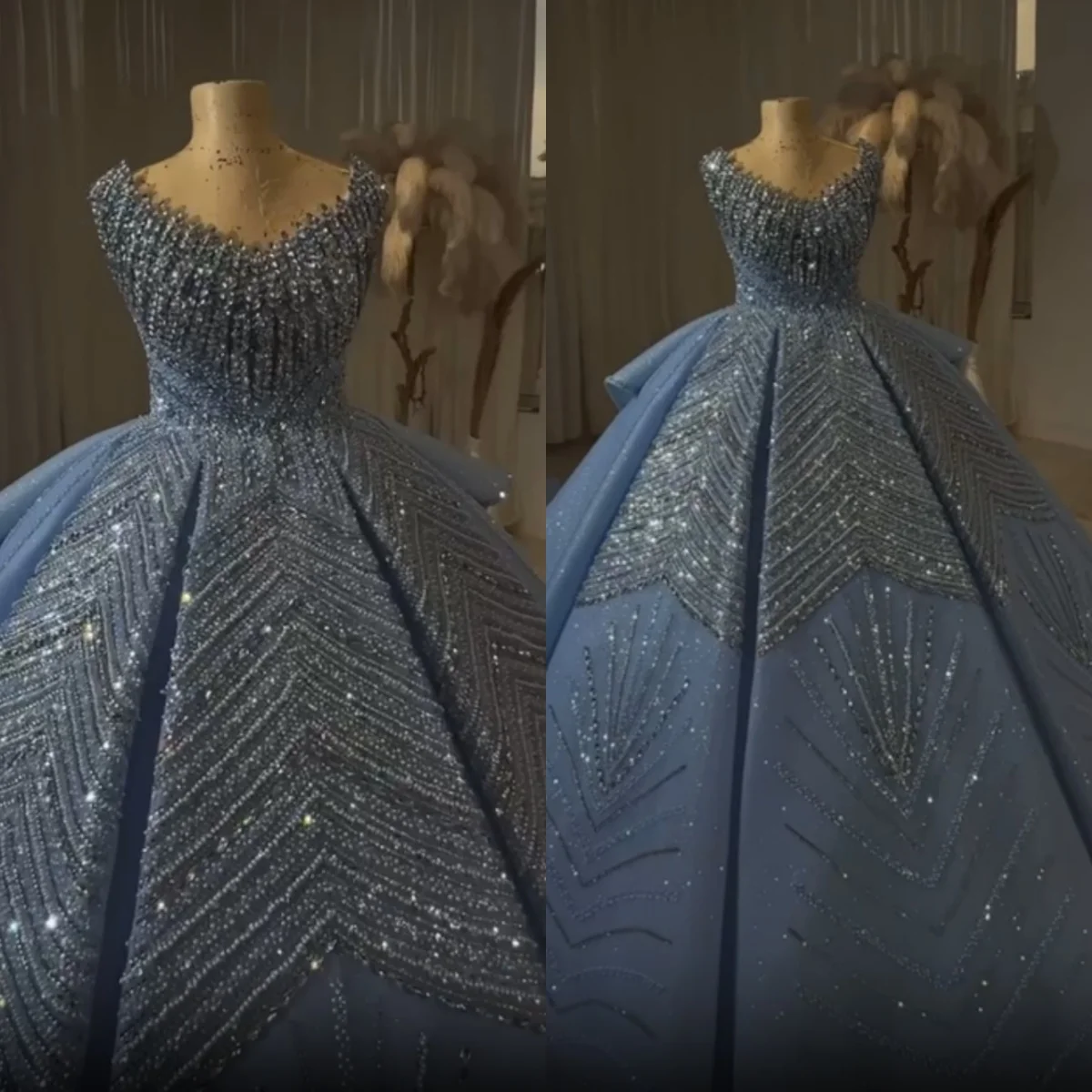 

Exquisite Crystals Ball Gown Wedding Dresses Sleeveless Detachable Train Bridal Gowns Beaded Vestidos De Novia Customized