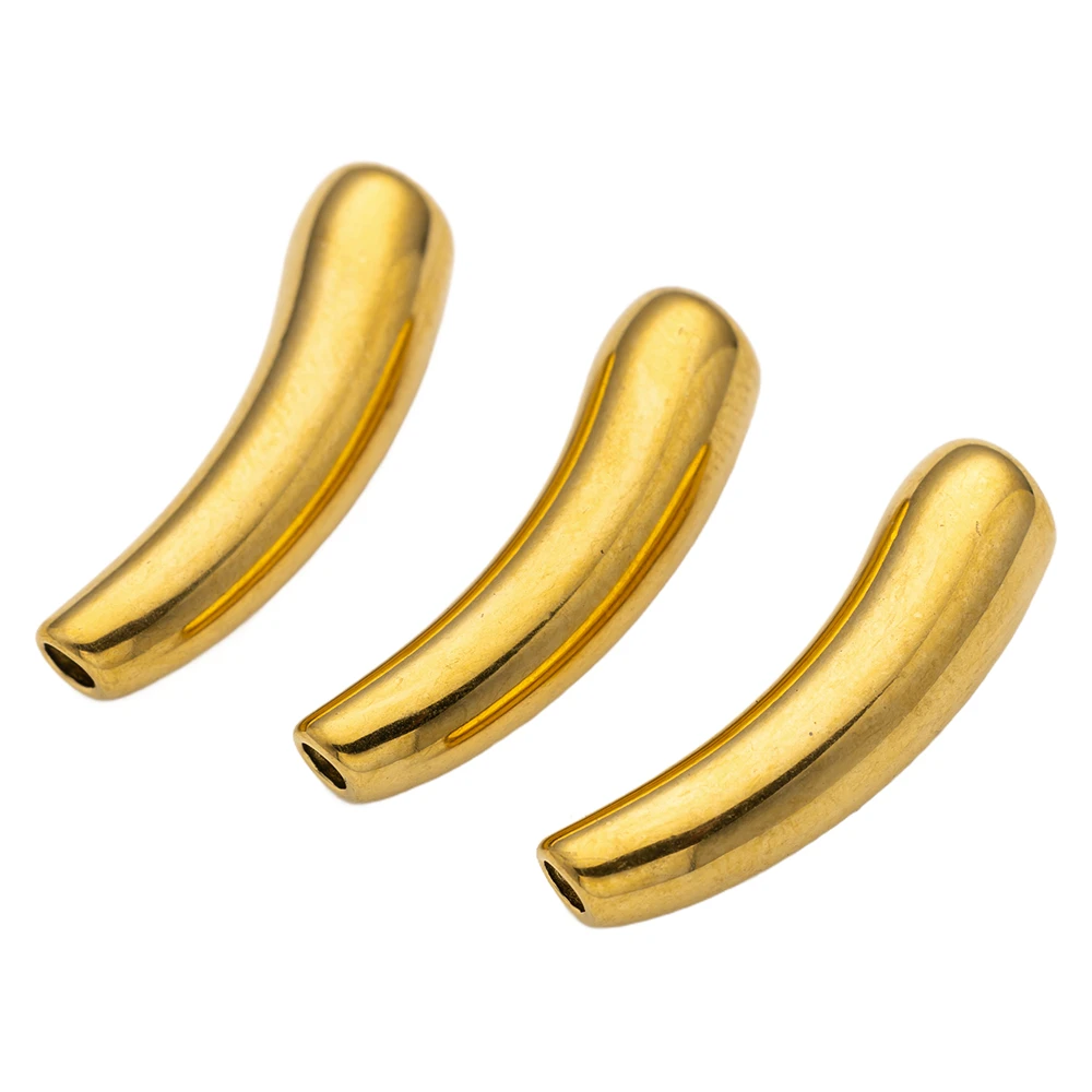 2 قطعة الفولاذ المقاوم للصدأ الباذنجان منحني المعكرونة سحر أنبوب فضفاض الخرز فاصل موصل ل سوار ذاتي الصنع صنع المجوهرات الحرفية العرض