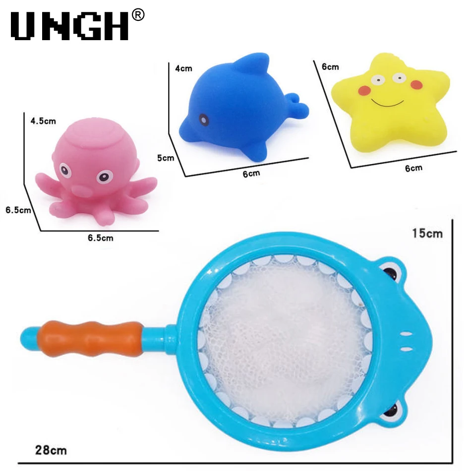 UNGH-Brinquedos De Banho De Bebê Para Crianças, Banheira, Tubarão, Conjunto De Brinquedos De Gato, Brinquedos De Banho Flutuantes Com Rede De Pesca,