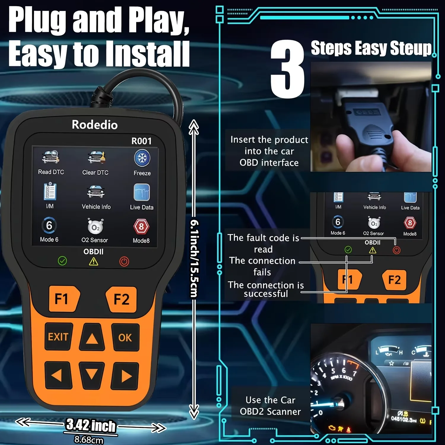 Car OBD2 Scanner Diagnostic Tool R001Multi-language OBDII Car Voltage Tester Engine Fault Code Scanner Car Code Reader