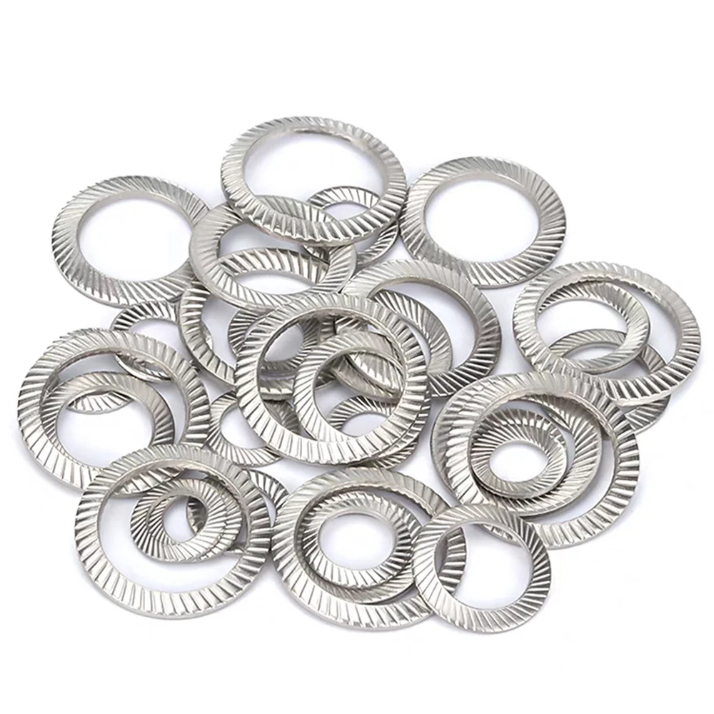 5/10/20pcs 304 Stainless Steel Double-sided Serrated Lock Washer Knurled Gasket Spacer M3/4/5/6/8/10/12/14/16/18/20/25/27/30