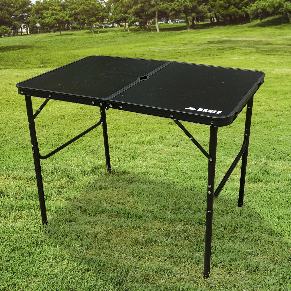 

Black 2 Tier Height Adjustable Camping Table Foldable Outdoor Portable Carton Sitting Sensitive Multipurpose Table 900/1200