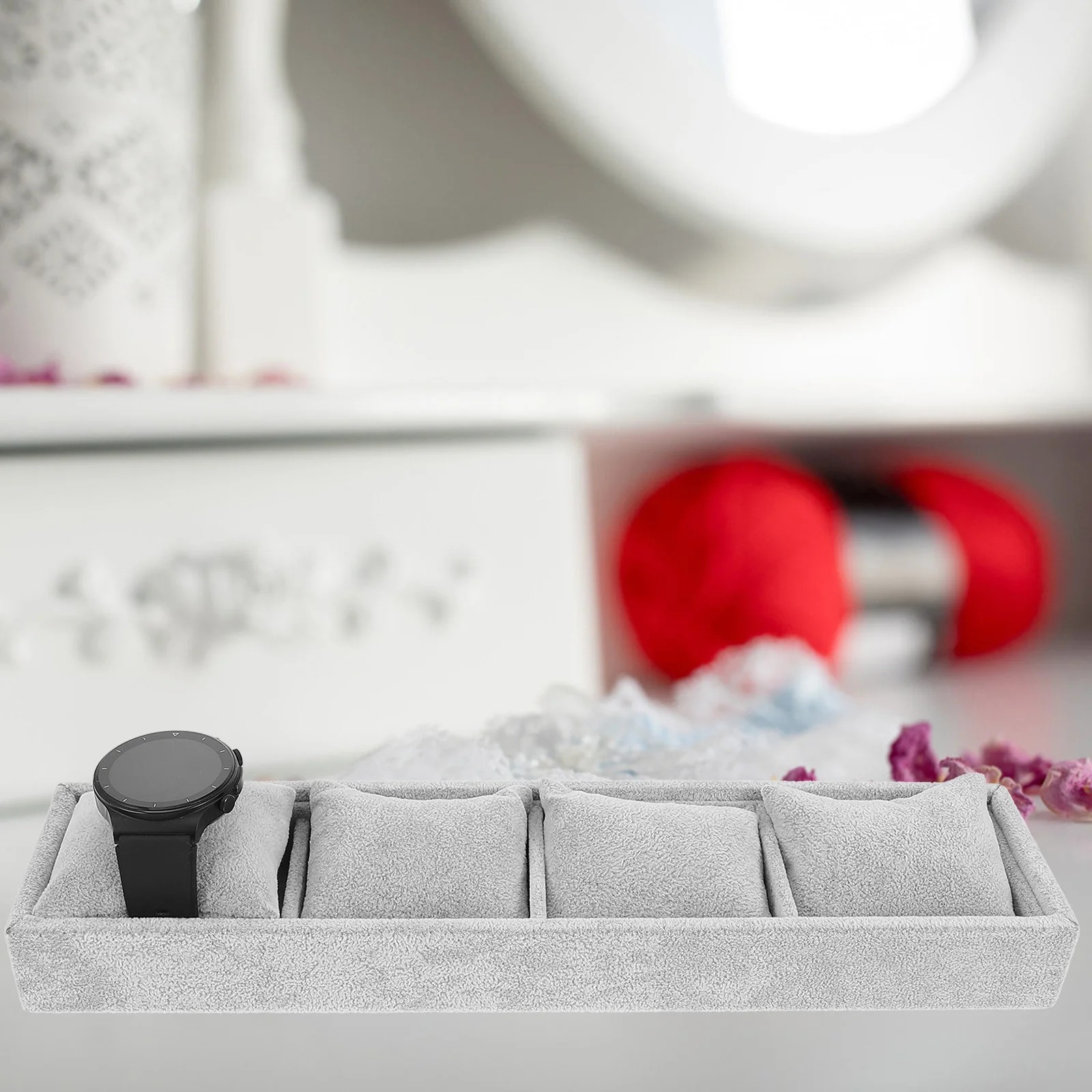 

Elegant Jewelry Organizer With Pillow Compartments Cuffs Pillow Tray For Watches Bracelets Bangles Storage Display Stand