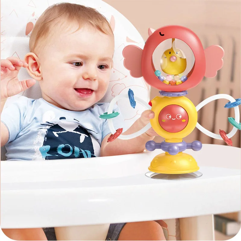 Baby Toys 6-12 Months Infant Rattles Set High Chair Suction Cup Rattle Teething Toys for Babies Sensory Development BabyTray Toy